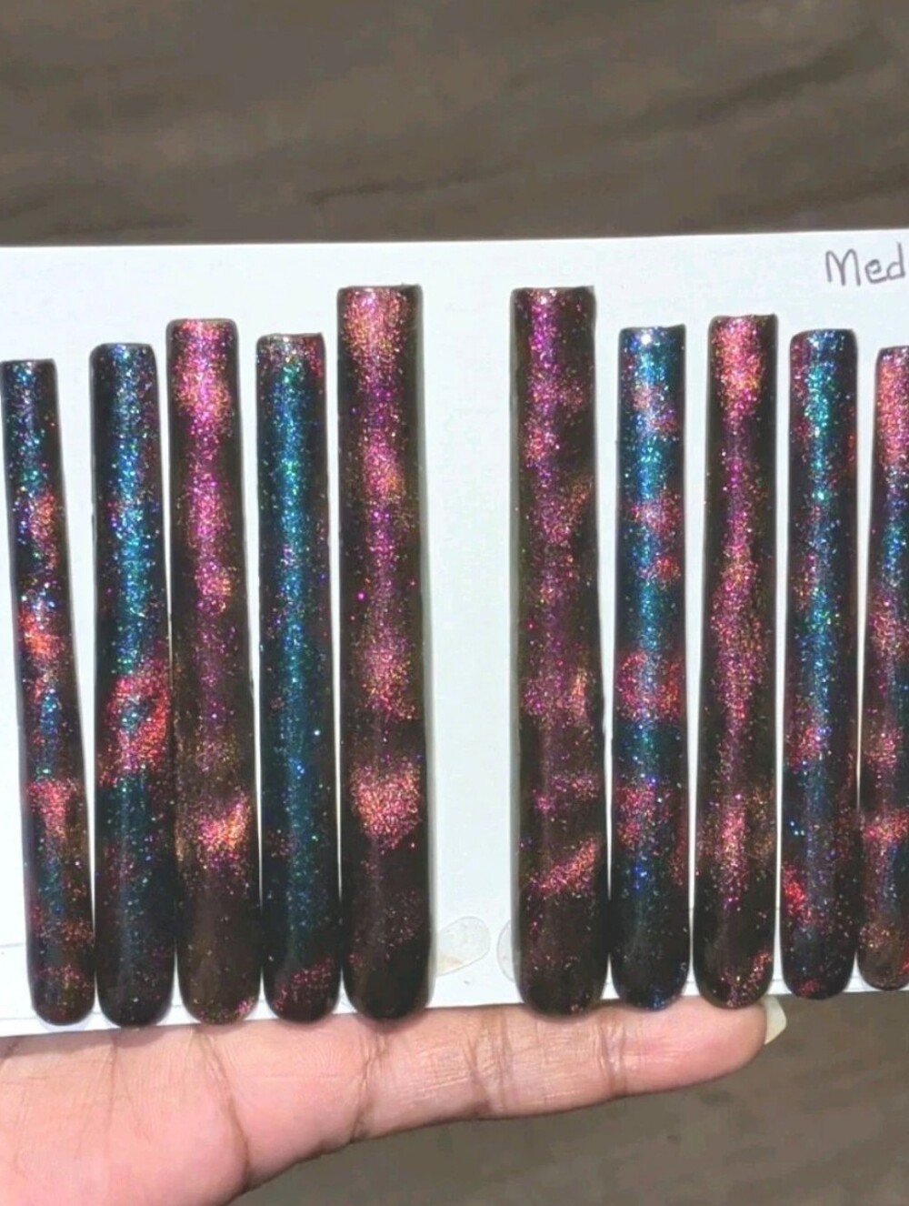 Hand crafted custom Square Cateye 10pc 6xl acrylic press on nails sz Medium - Picture 10 of 17